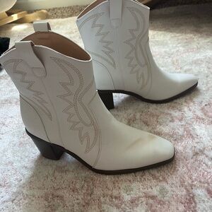 Women's White Western Ankle Boots